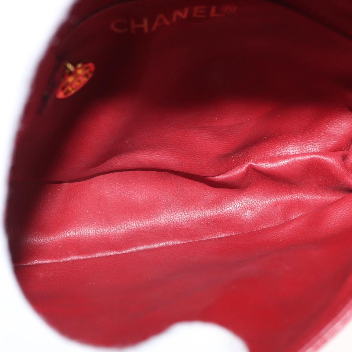CHANEL Triple Coco Waist bag Lamb Skin Red Gold CC Auth 168355SAV