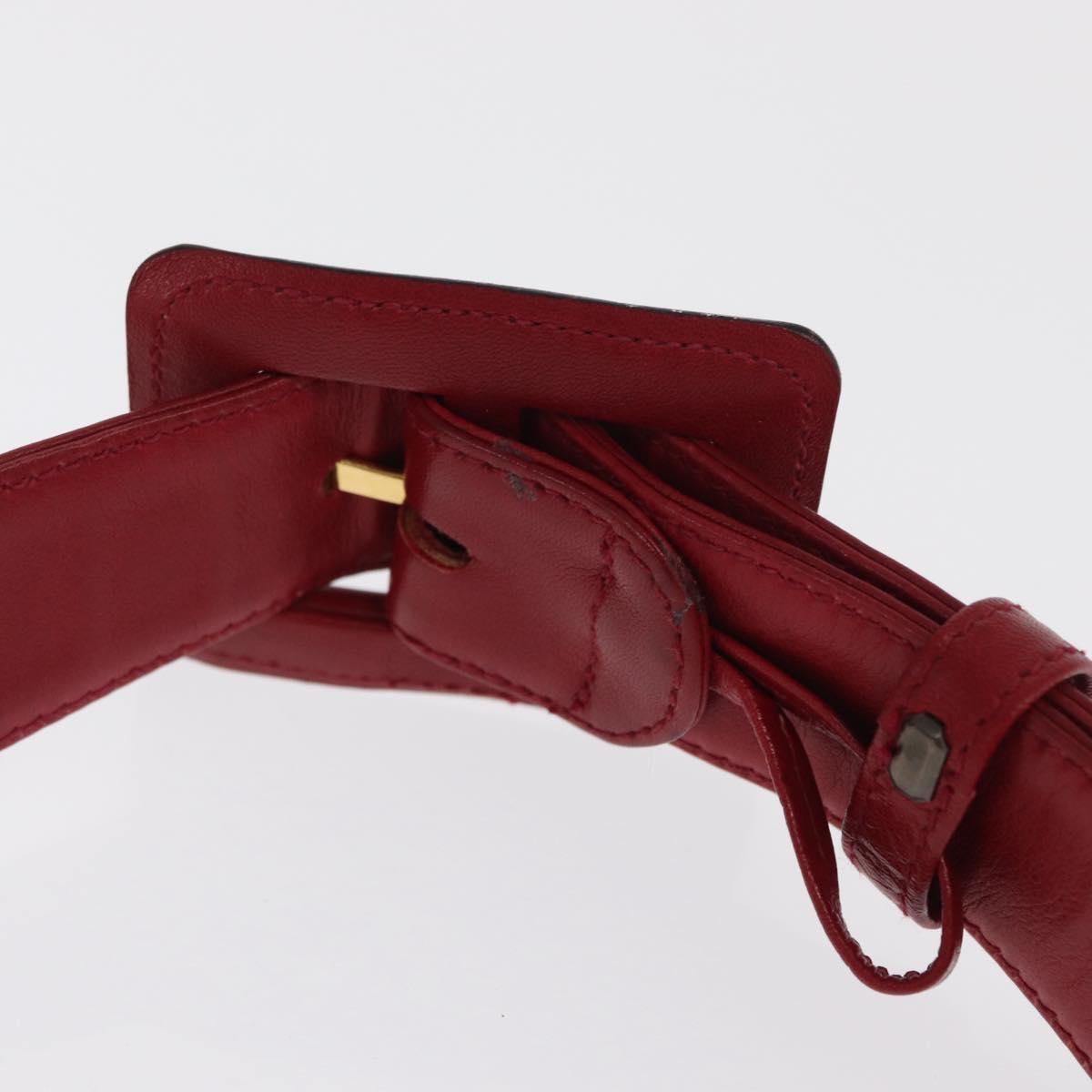 CHANEL Triple Coco Waist bag Lamb Skin Red Gold CC Auth 168355SAV