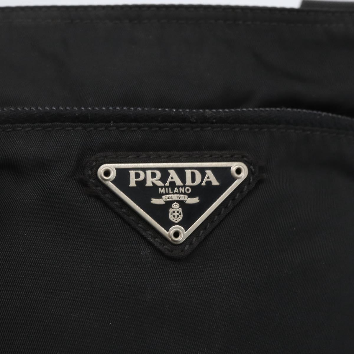 PRADA Shoulder Bag Nylon Black Silver Auth 168360