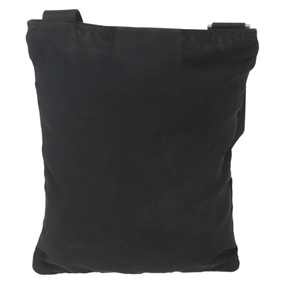 PRADA Shoulder Bag Nylon Black Silver Auth 168360