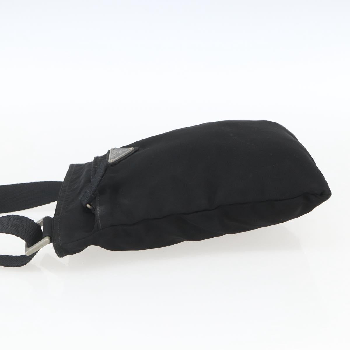 PRADA Shoulder Bag Nylon Black Silver Auth 168360