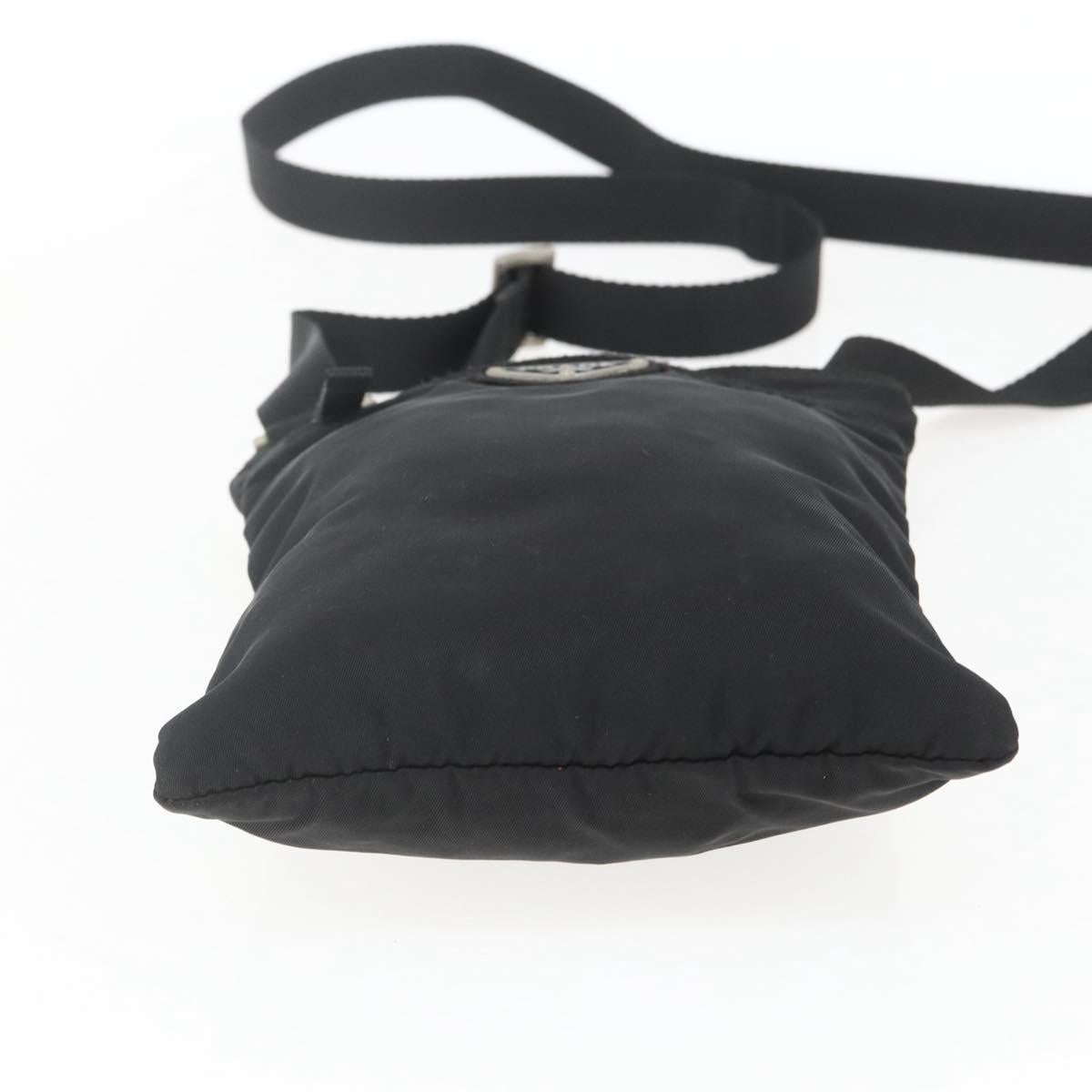 PRADA Shoulder Bag Nylon Black Silver Auth 168360