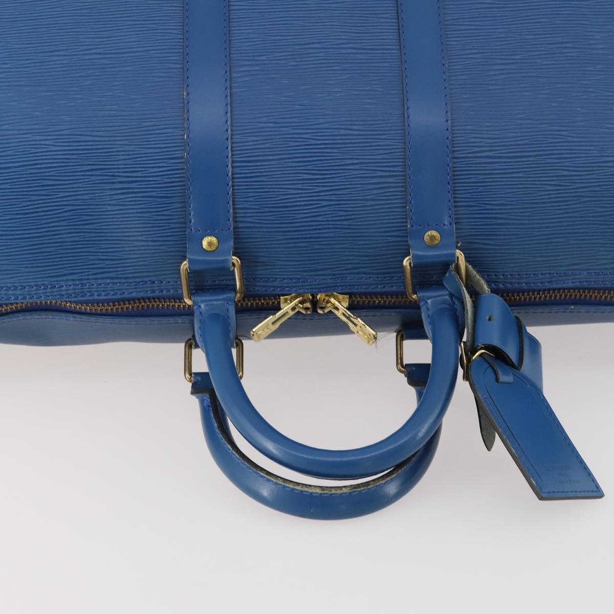LOUIS VUITTON Epi Keepall 45 Boston Bag Blue M42975 LV Auth 168373