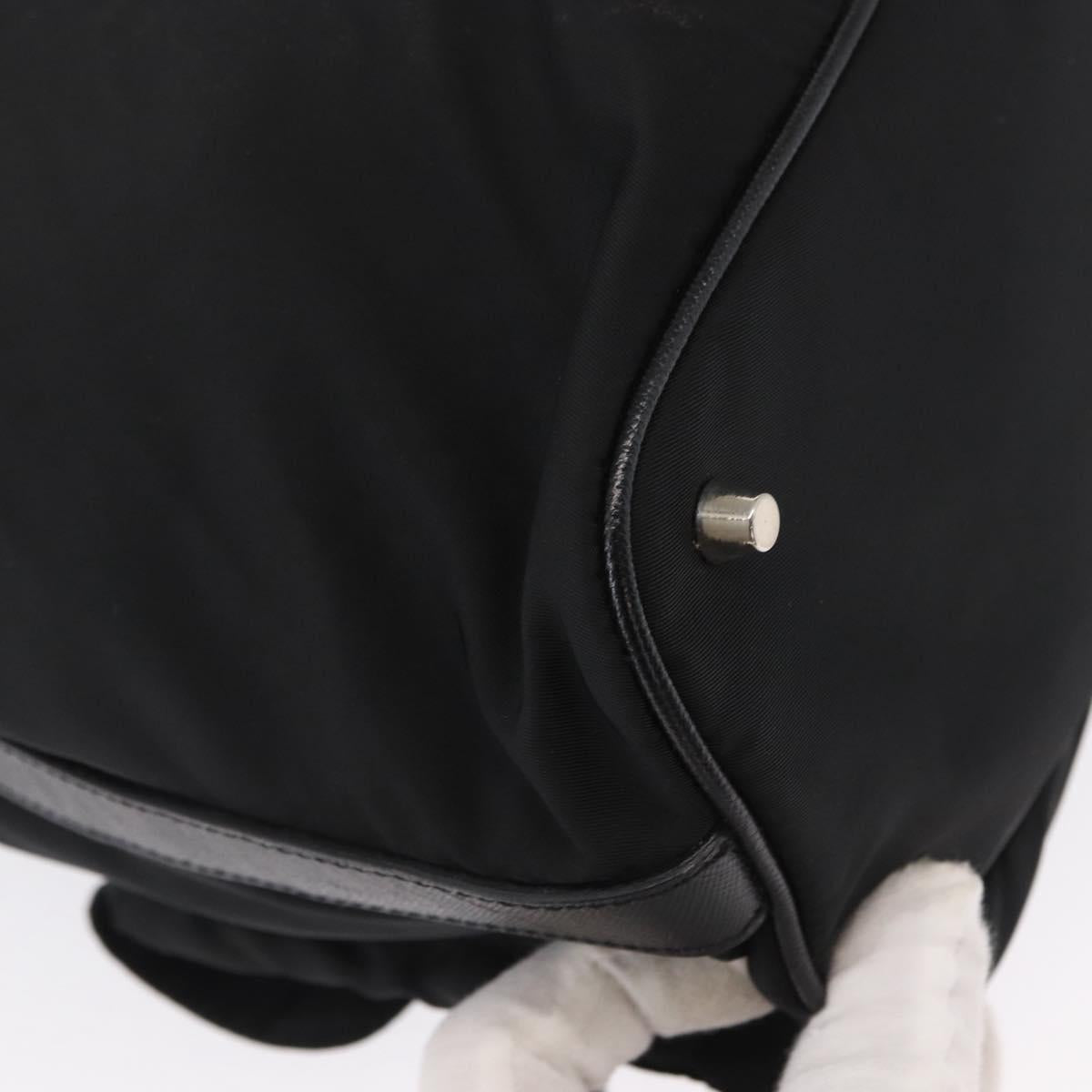 PRADA Shoulder Bag Nylon Black Silver Auth 168377