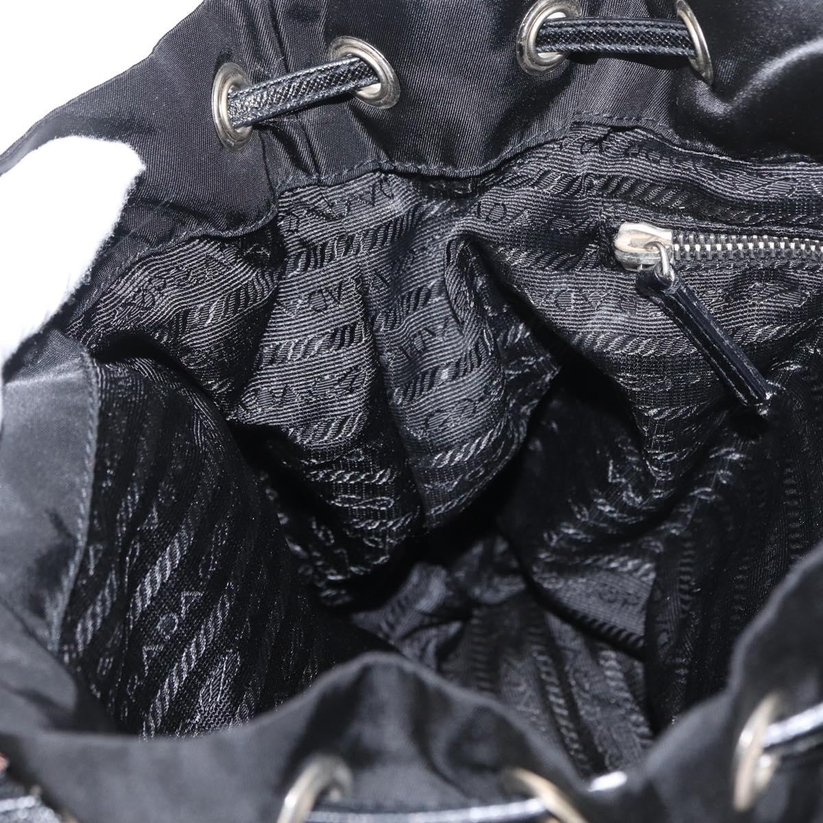 PRADA Shoulder Bag Nylon Black Silver Auth 168377