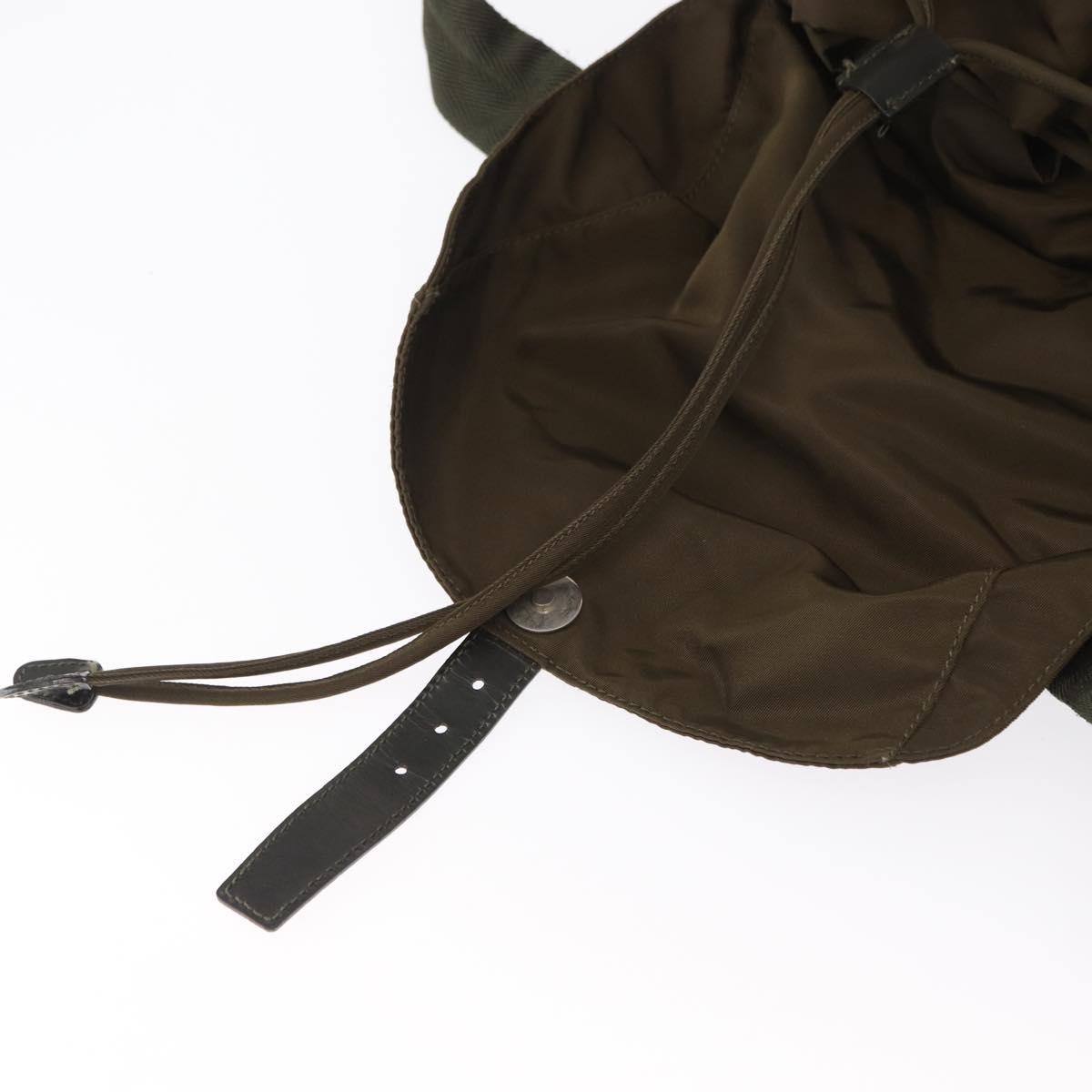 PRADA Backpack Nylon Khaki Silver Auth 168394