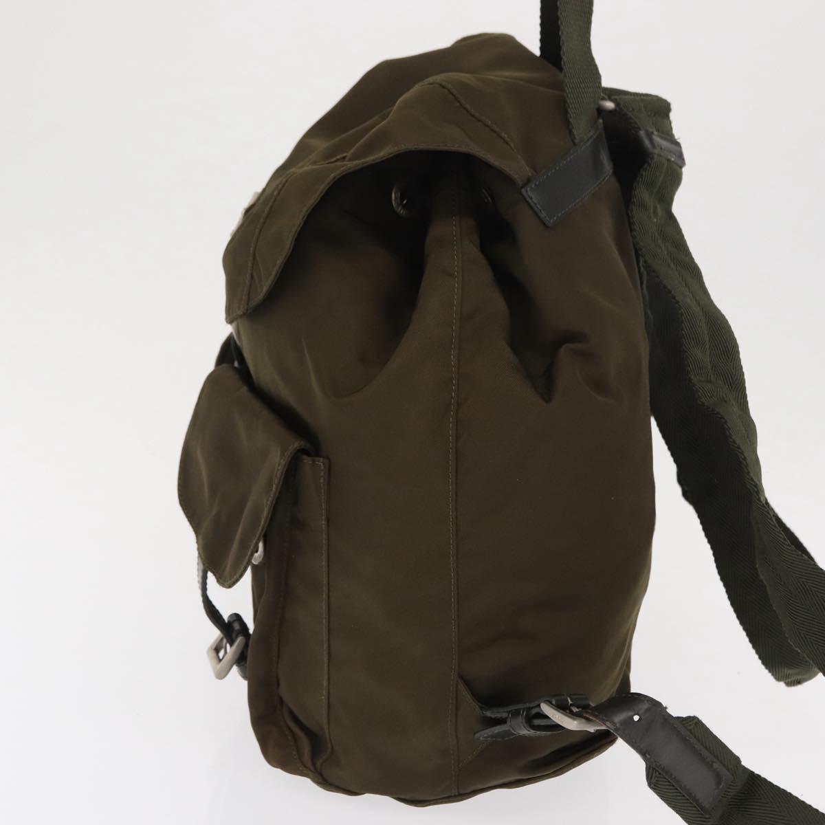 PRADA Backpack Nylon Khaki Silver Auth 168394