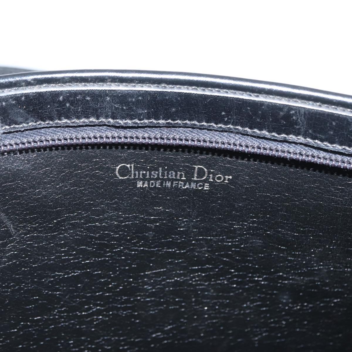 Christian Dior Trotter Canvas Hand Bag Navy Gold Auth 168395
