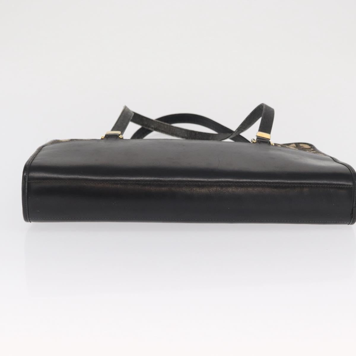 Christian Dior Trotter Canvas Hand Bag Navy Gold Auth 168395