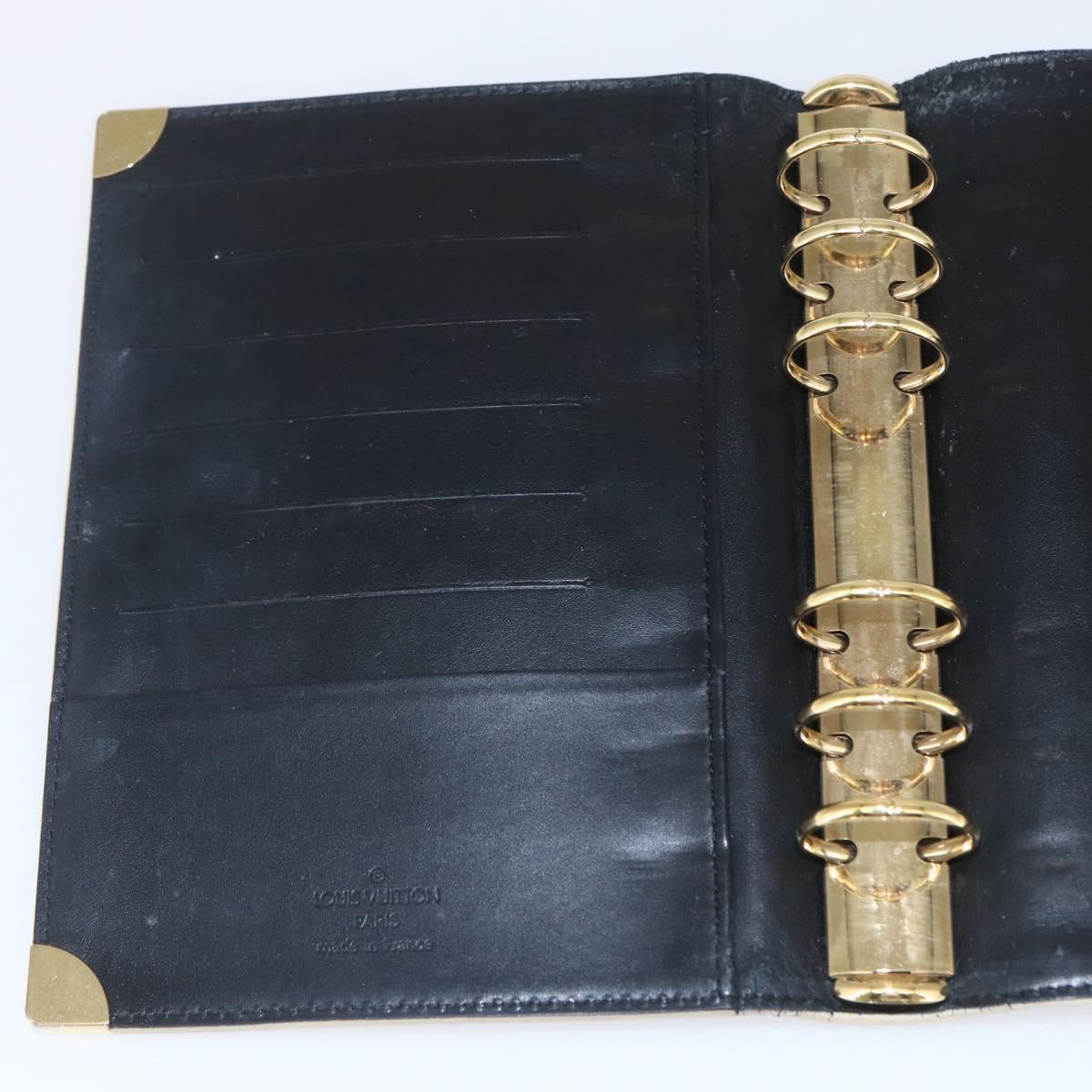 LOUIS VUITTON Agenda MM Day Planner Cover Suhari Black R20885 LV Auth 168404