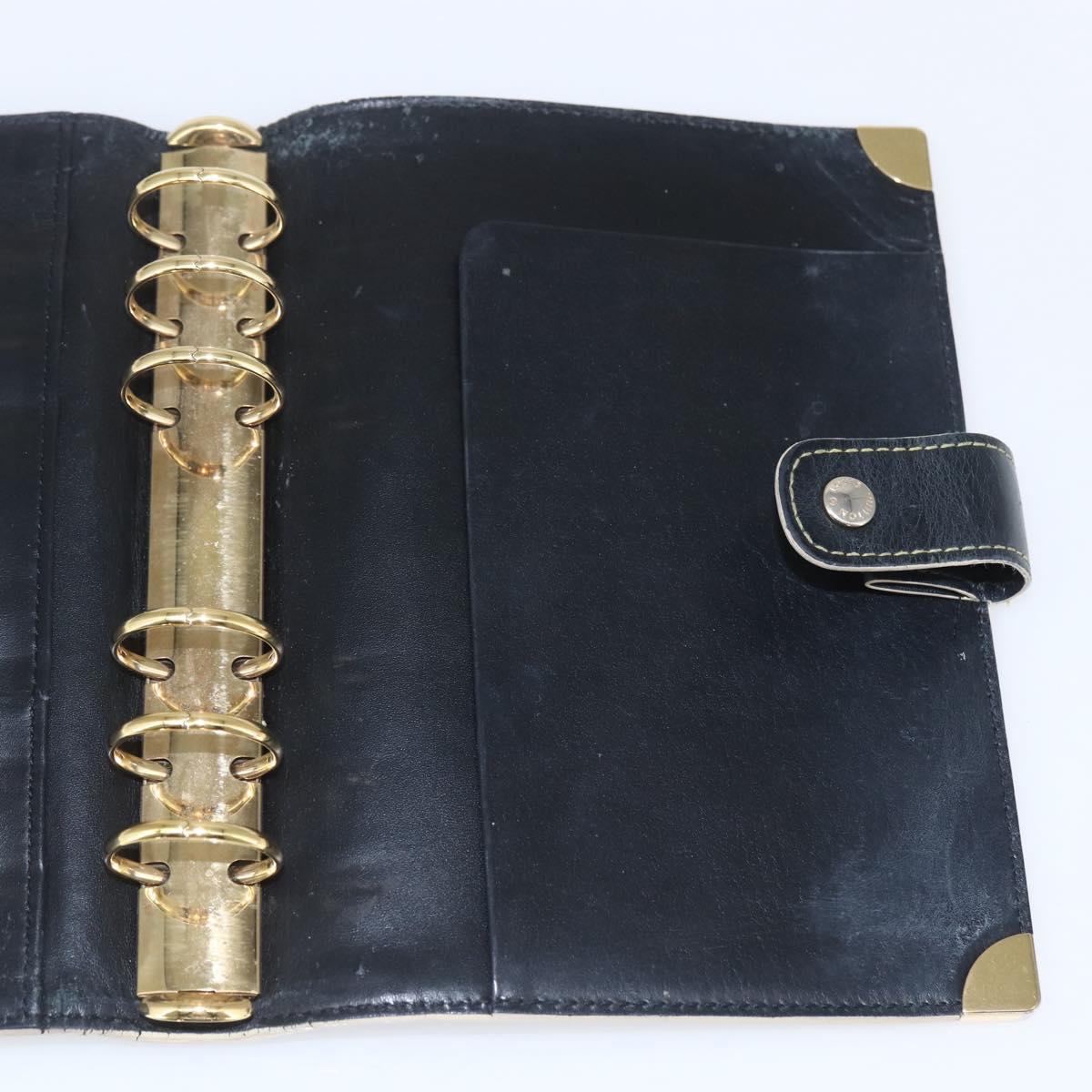 LOUIS VUITTON Agenda MM Day Planner Cover Suhari Black R20885 LV Auth 168404