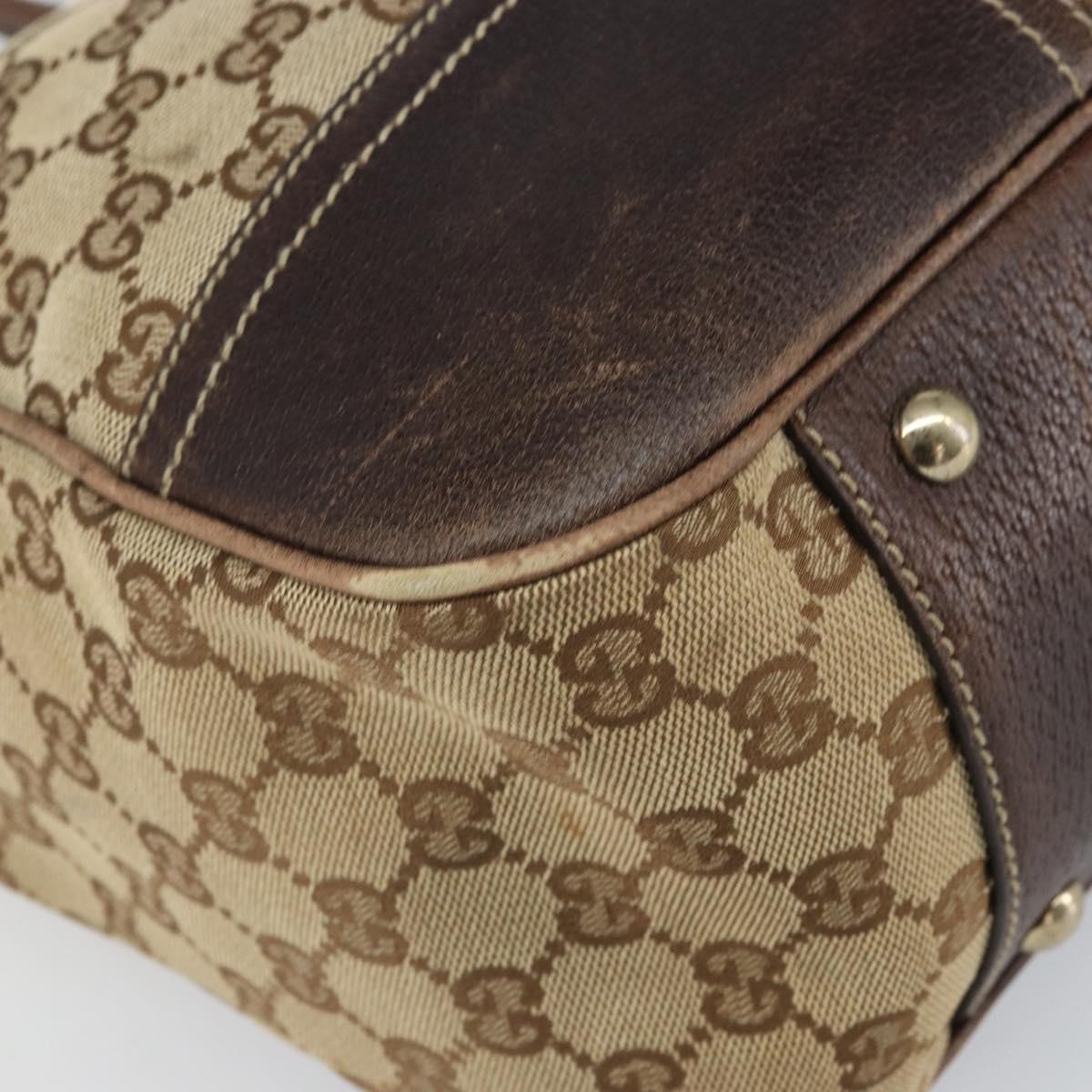 GUCCI GG Canvas Web Sherry Line Pretty Tote Bag Beige Gold 161719 Auth 168420