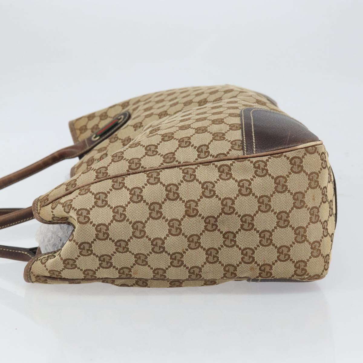 GUCCI GG Canvas Web Sherry Line Pretty Tote Bag Beige Gold 161719 Auth 168420