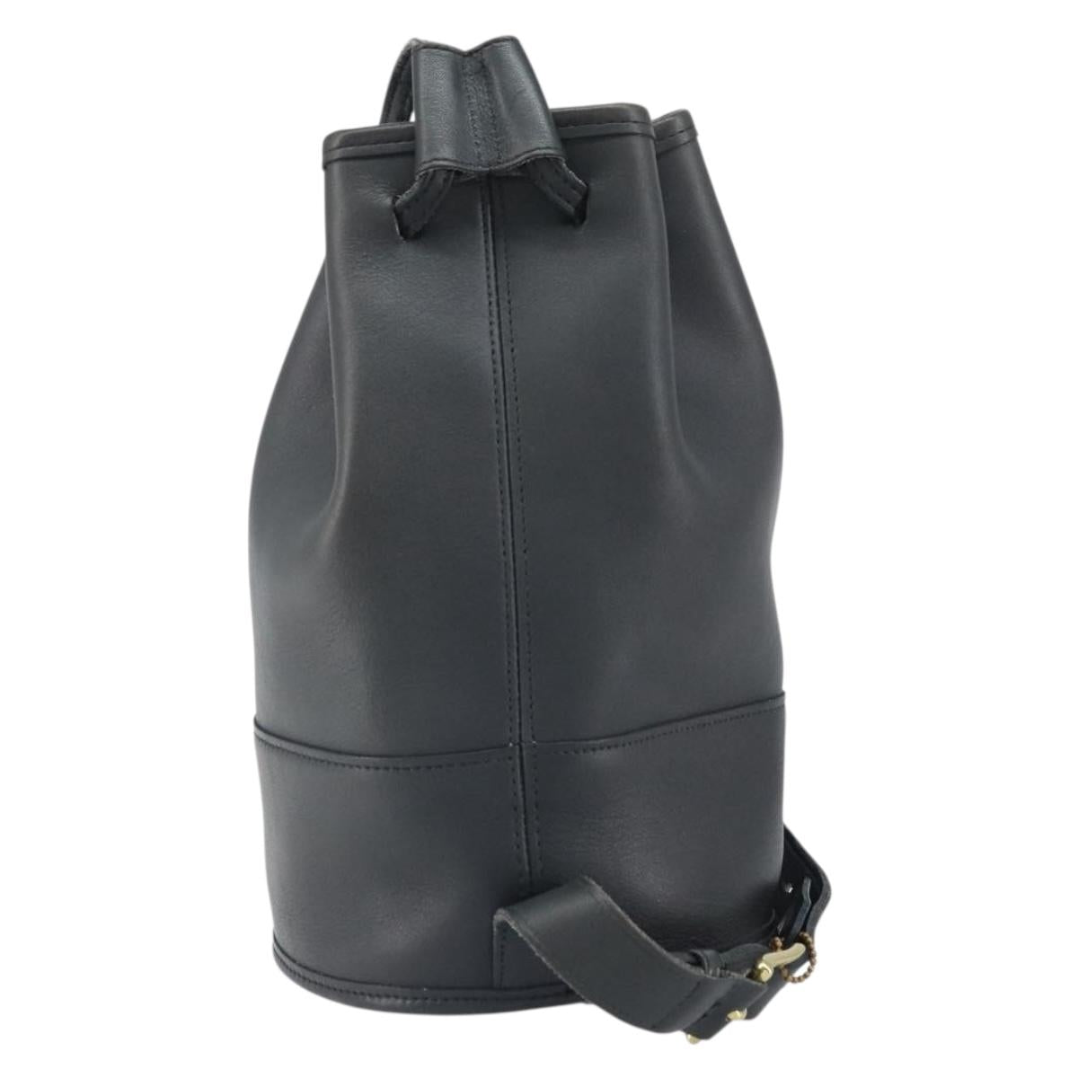 Coach Shoulder Bag Leather Black Auth 168425