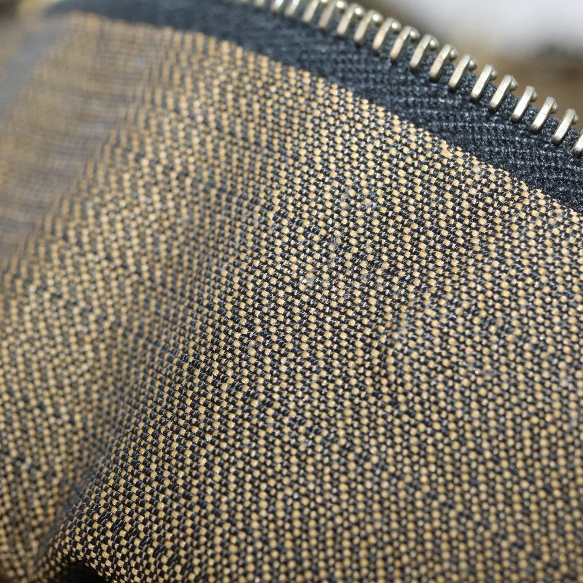 FENDI Zucca Canvas Hand Bag Black Brown Auth 168429