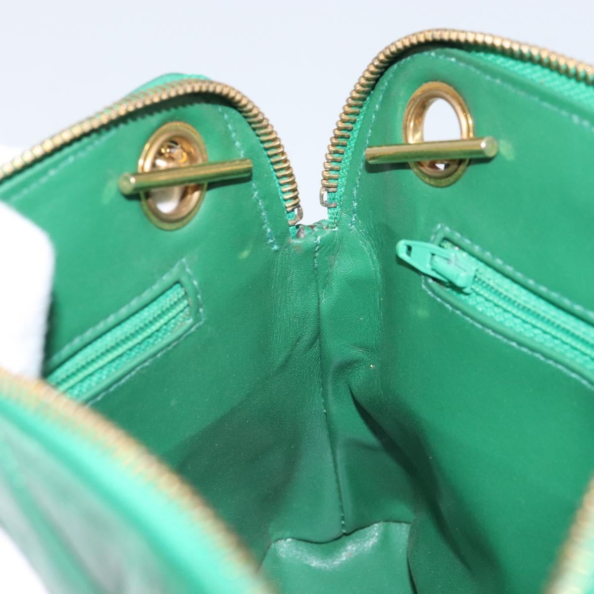 CHANEL Matelasse Chain Shoulder Bag Satin Green Gold CC Auth 168432