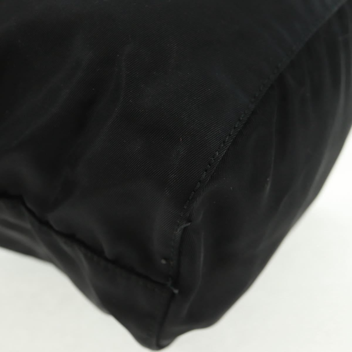 PRADA Drawstring Pouch Nylon Black Silver Auth 168451V