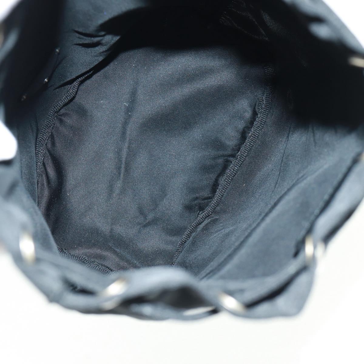 PRADA Drawstring Pouch Nylon Black Silver Auth 168451V