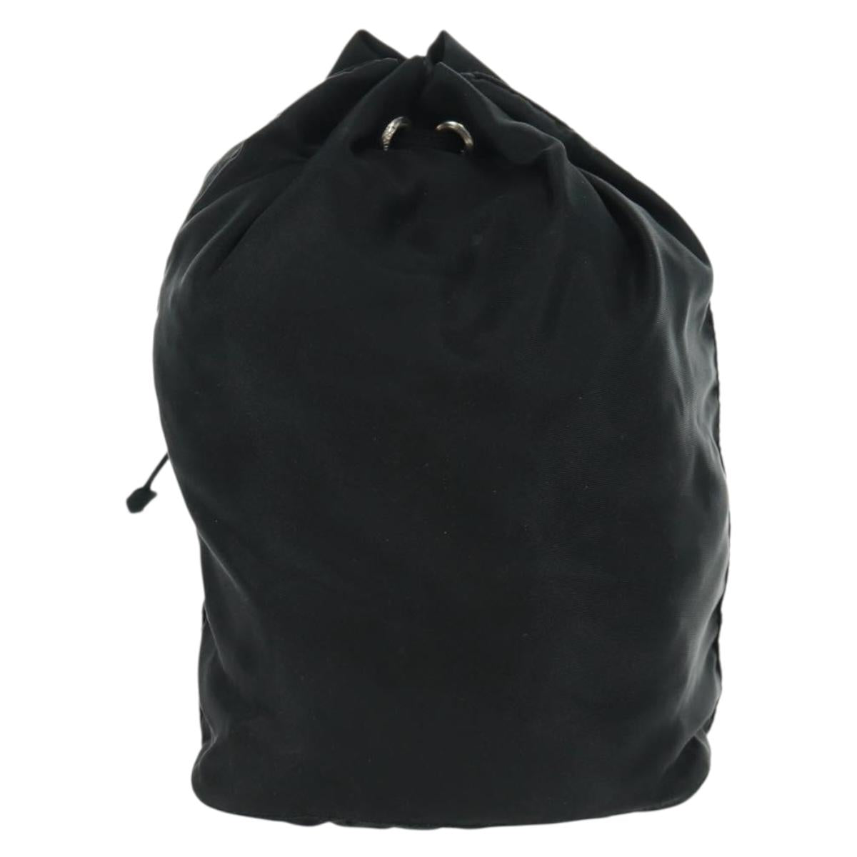 PRADA Drawstring Pouch Nylon Black Silver Auth 168451V