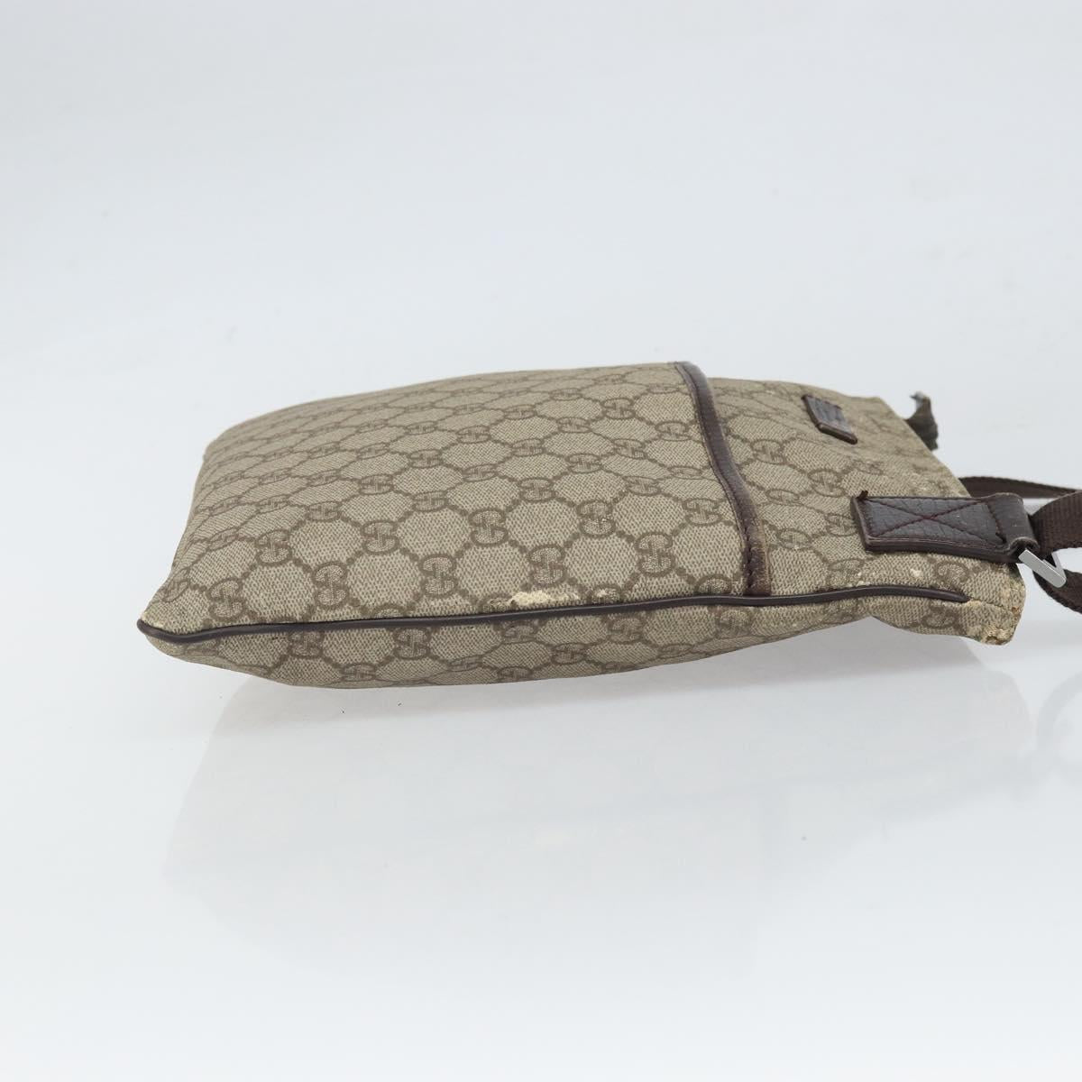 GUCCI GG Supreme Shoulder Bag PVC Beige Silver 141626 Auth 168461