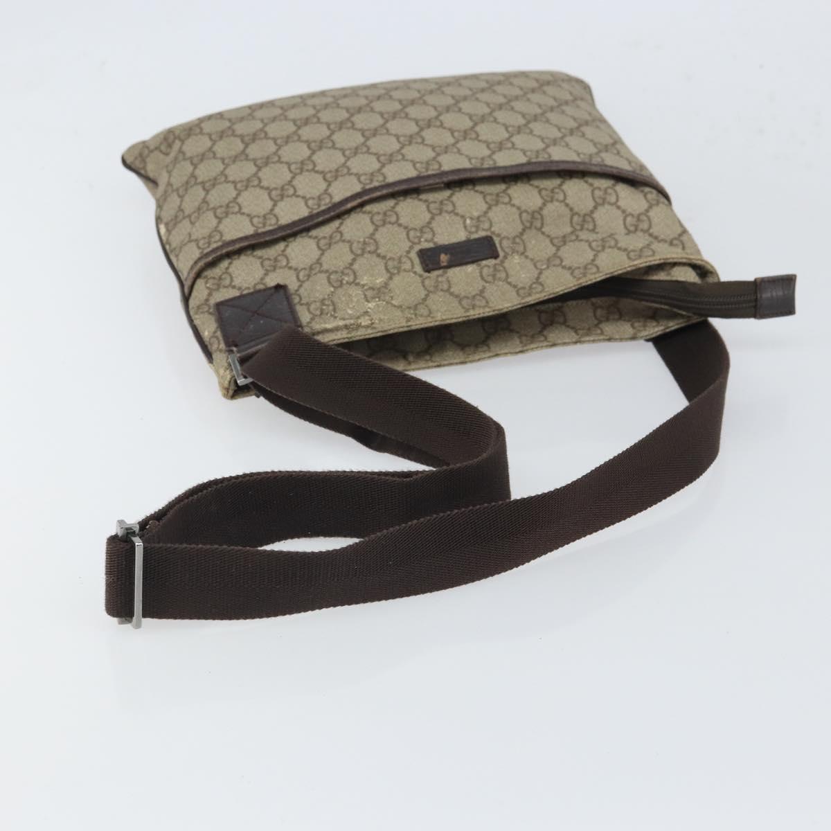 GUCCI GG Supreme Shoulder Bag PVC Beige Silver 141626 Auth 168461