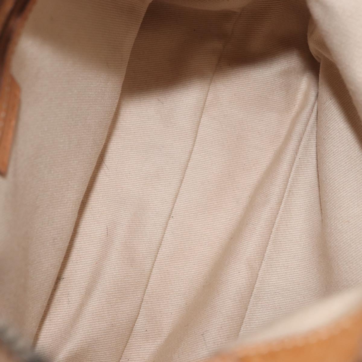 CELINE C Macadam Canvas Shoulder Bag Beige Gold Auth 168462