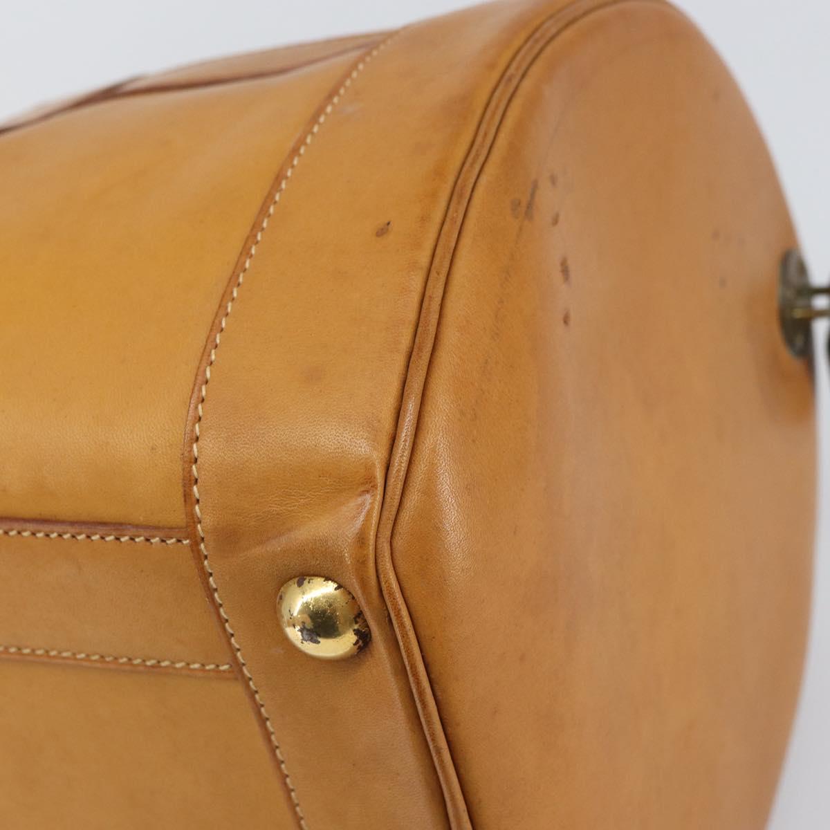 HERMES Early Hand Bag Leather Brown Auth 168481