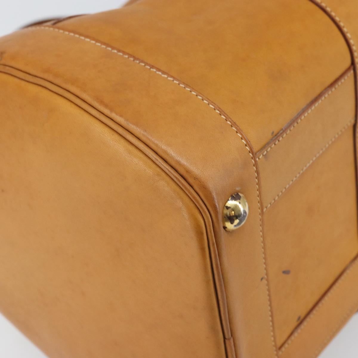 HERMES Early Hand Bag Leather Brown Auth 168481