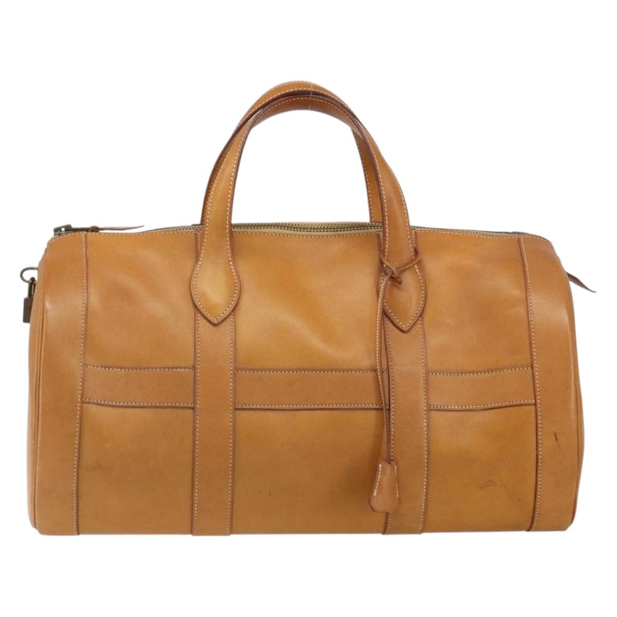 HERMES Early Hand Bag Leather Brown Auth 168481