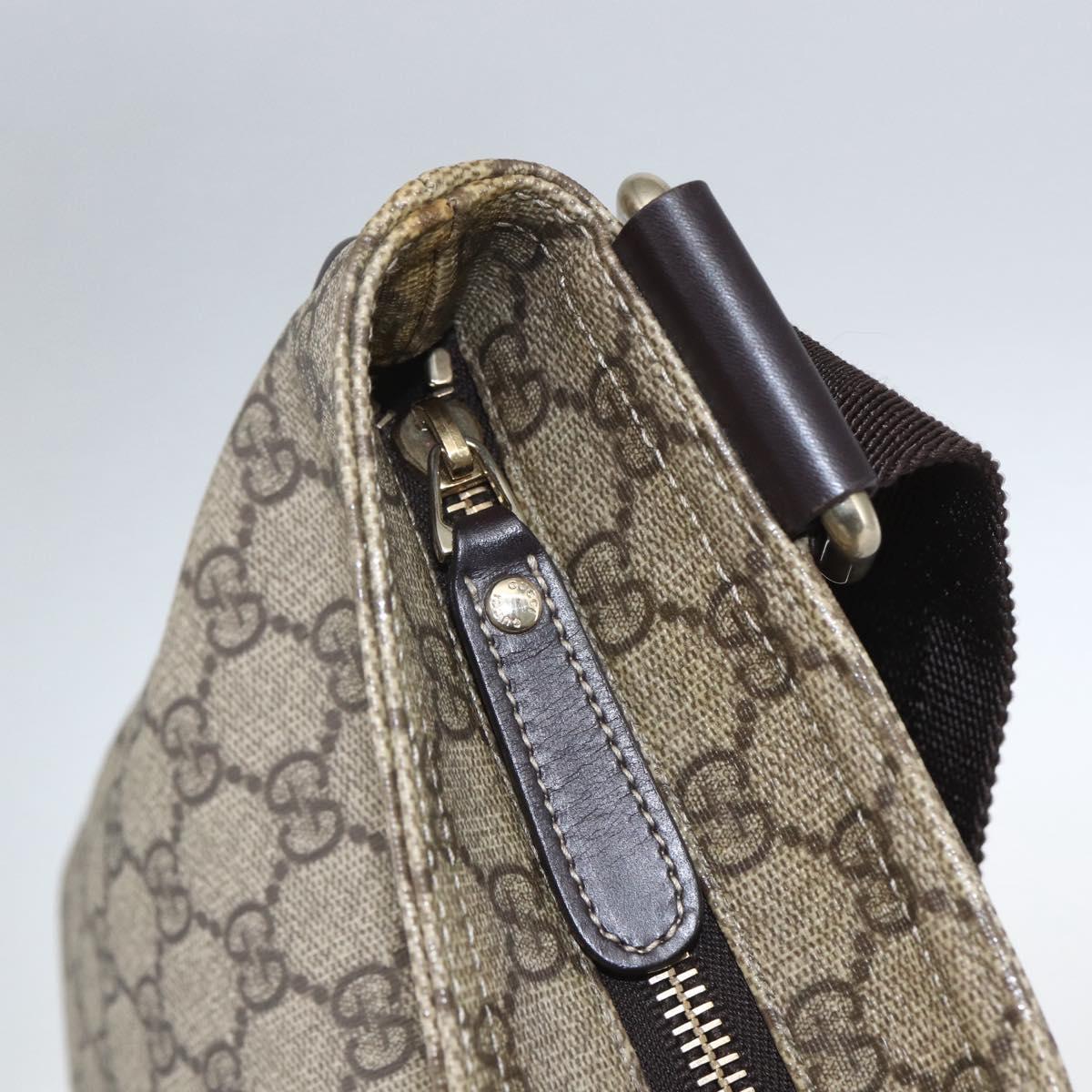 GUCCI GG Supreme Shoulder Bag PVC Beige Gold 201446 Auth 168484