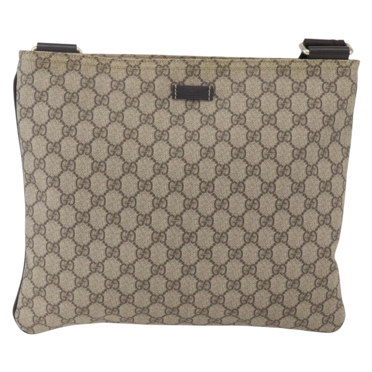 GUCCI GG Supreme Shoulder Bag PVC Beige Gold 201446 Auth 168484