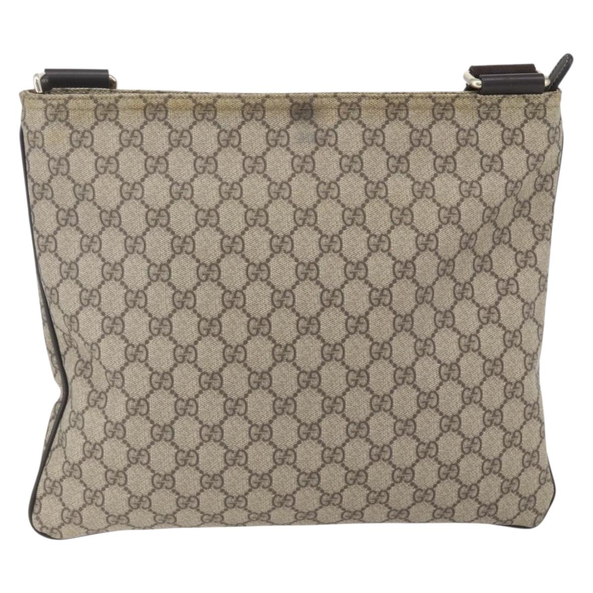 GUCCI GG Supreme Shoulder Bag PVC Beige Gold 201446 Auth 168484