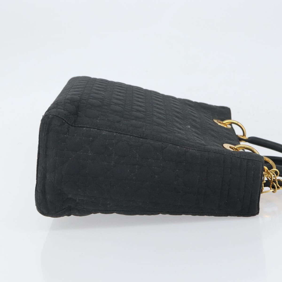 Christian Dior Lady Dior Canage Hand Bag Black Gold Auth 168488