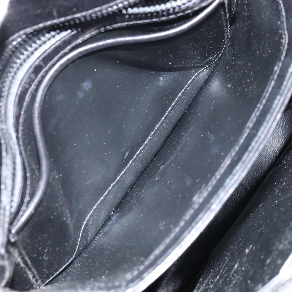 GUCCI Hand Bag Leather Black Gold Auth 168499