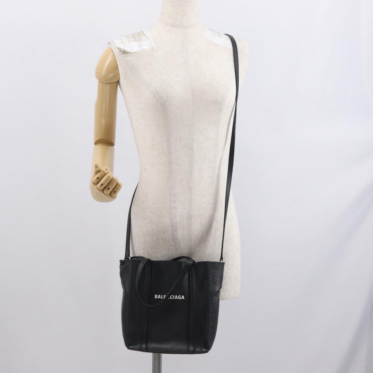 BALENCIAGA Every day Tote Bag Leather 2way Black Silver 551815 Auth 168501