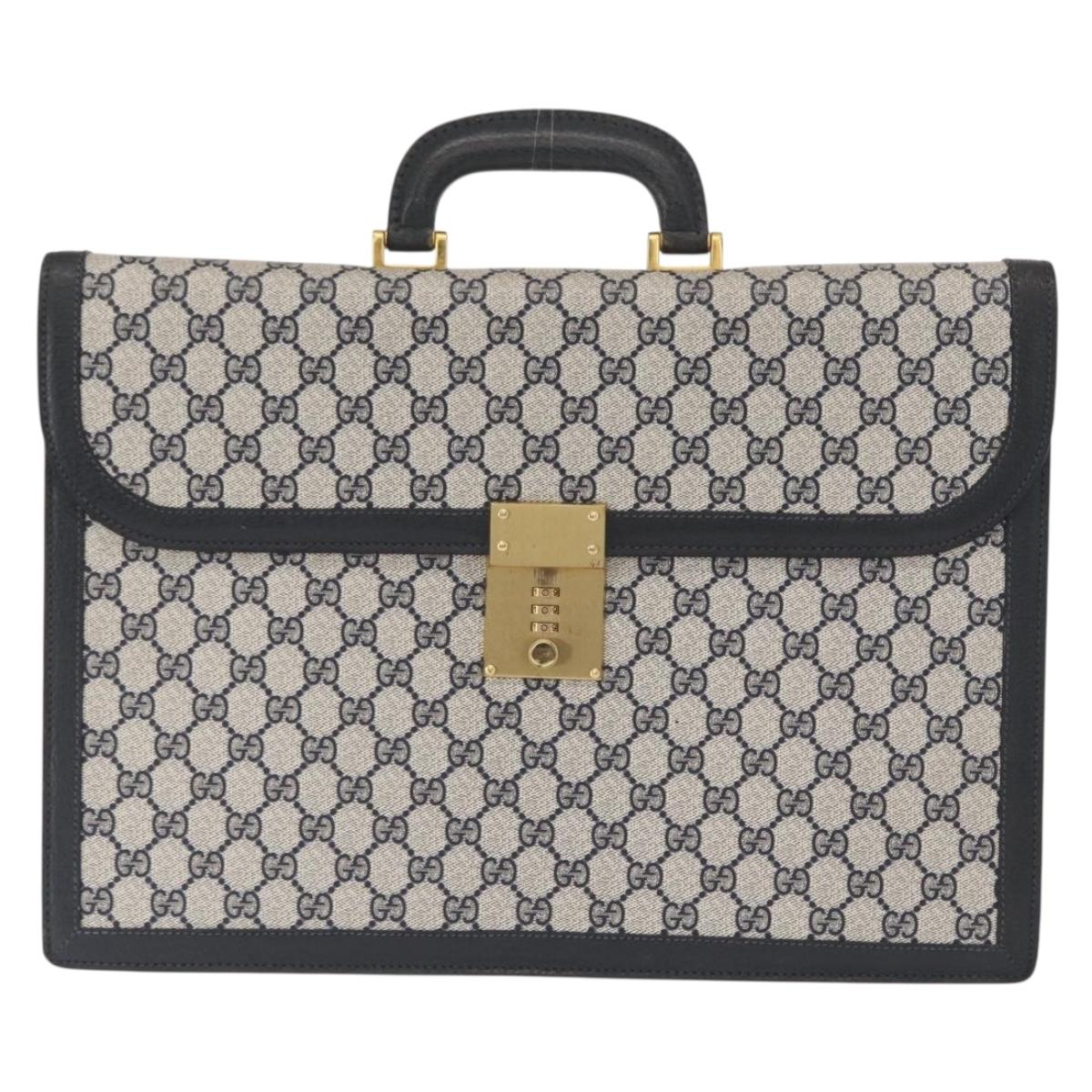 GUCCI GG Supreme Business Bag PVC Navy Gold 904 20 002 Auth 168514