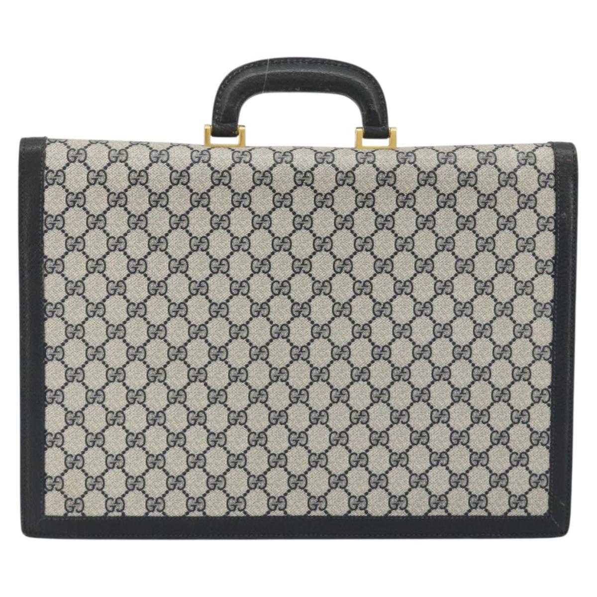 GUCCI GG Supreme Business Bag PVC Navy Gold 904 20 002 Auth 168514