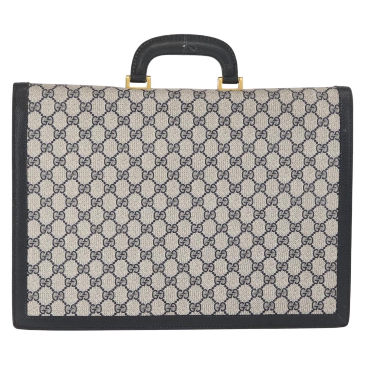 GUCCI GG Supreme Business Bag PVC Navy Gold 904 20 002 Auth 168514
