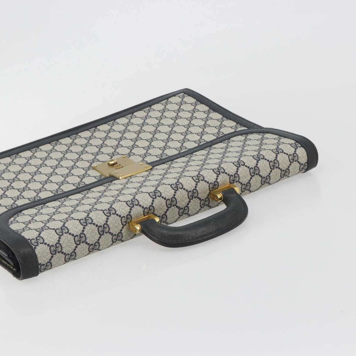 GUCCI GG Supreme Business Bag PVC Navy Gold 904 20 002 Auth 168514