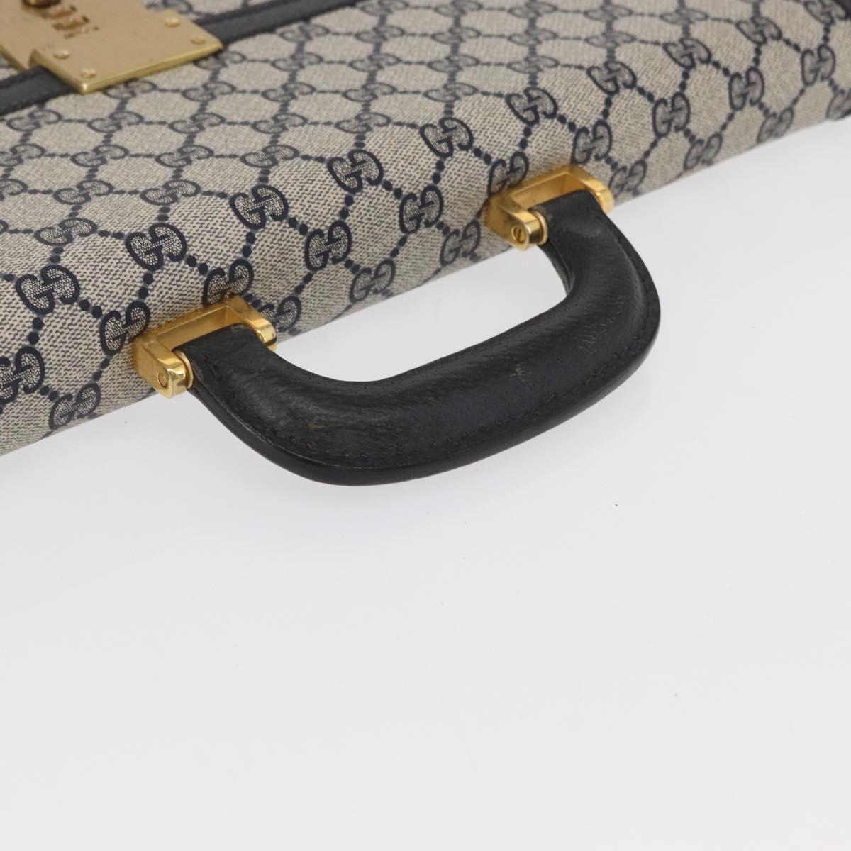GUCCI GG Supreme Business Bag PVC Navy Gold 904 20 002 Auth 168514