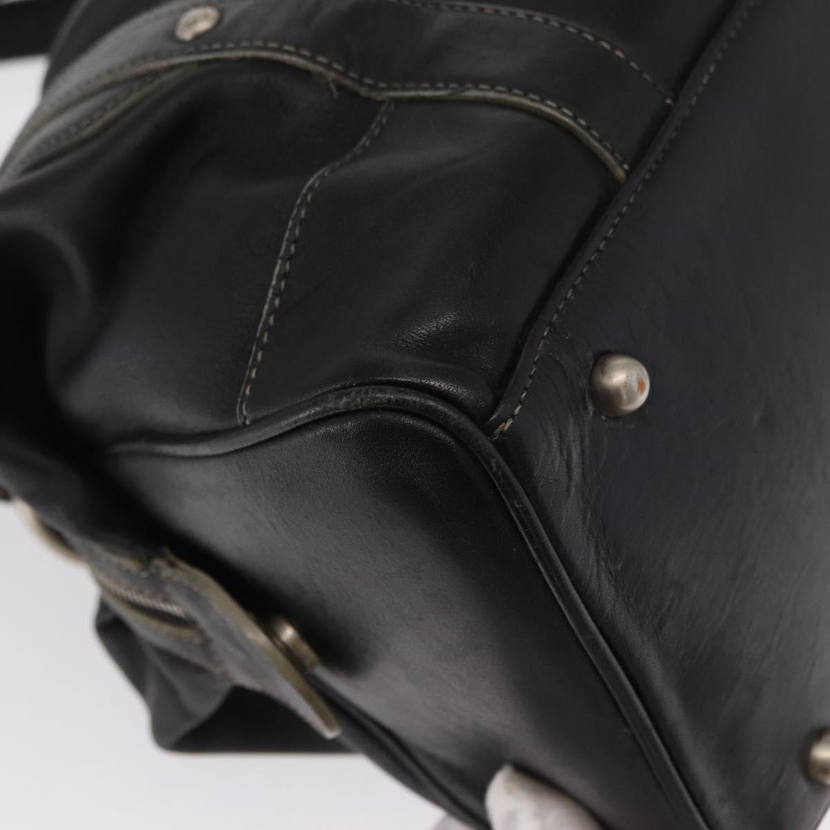 MCM Hand Bag Leather Black Auth 168518
