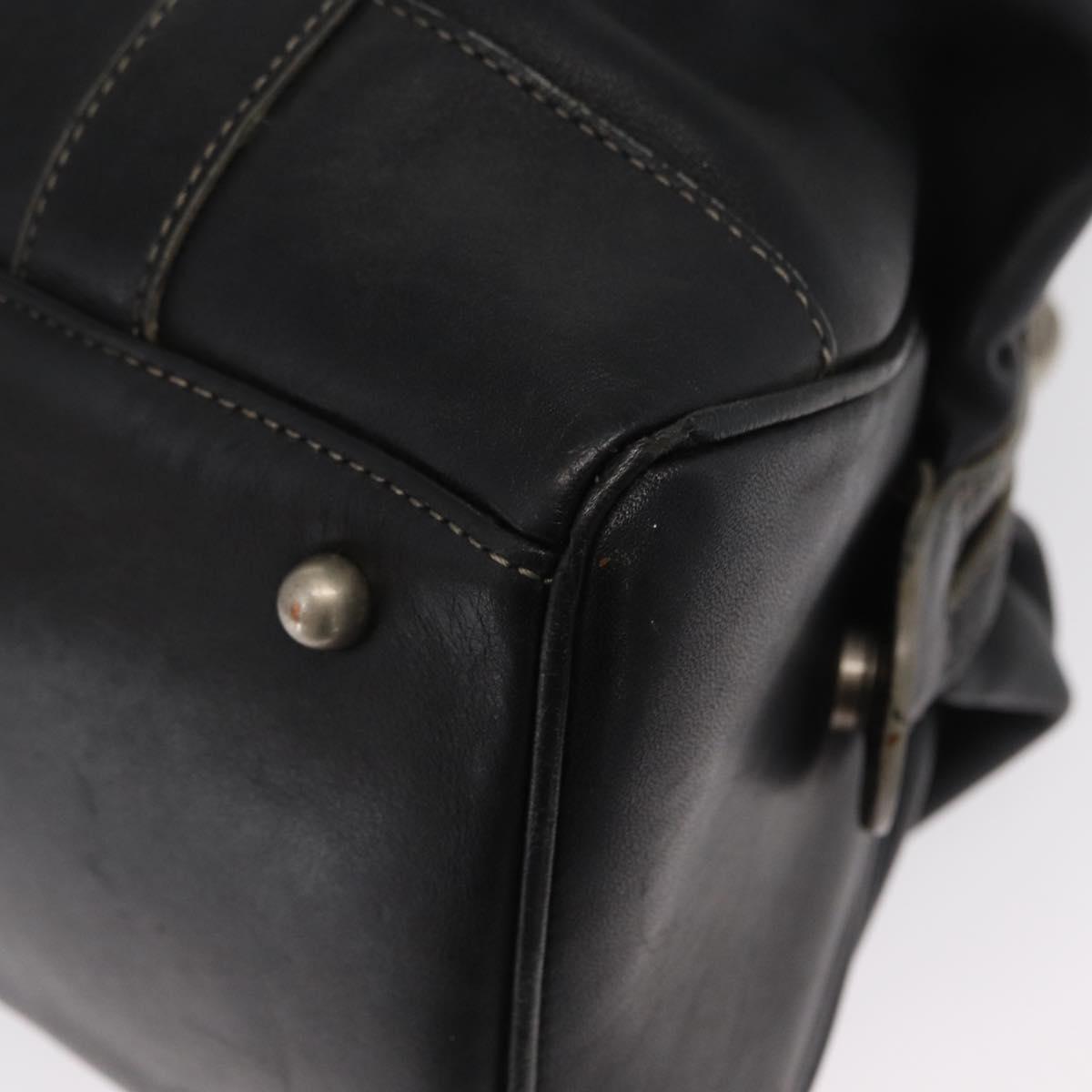 MCM Hand Bag Leather Black Auth 168518