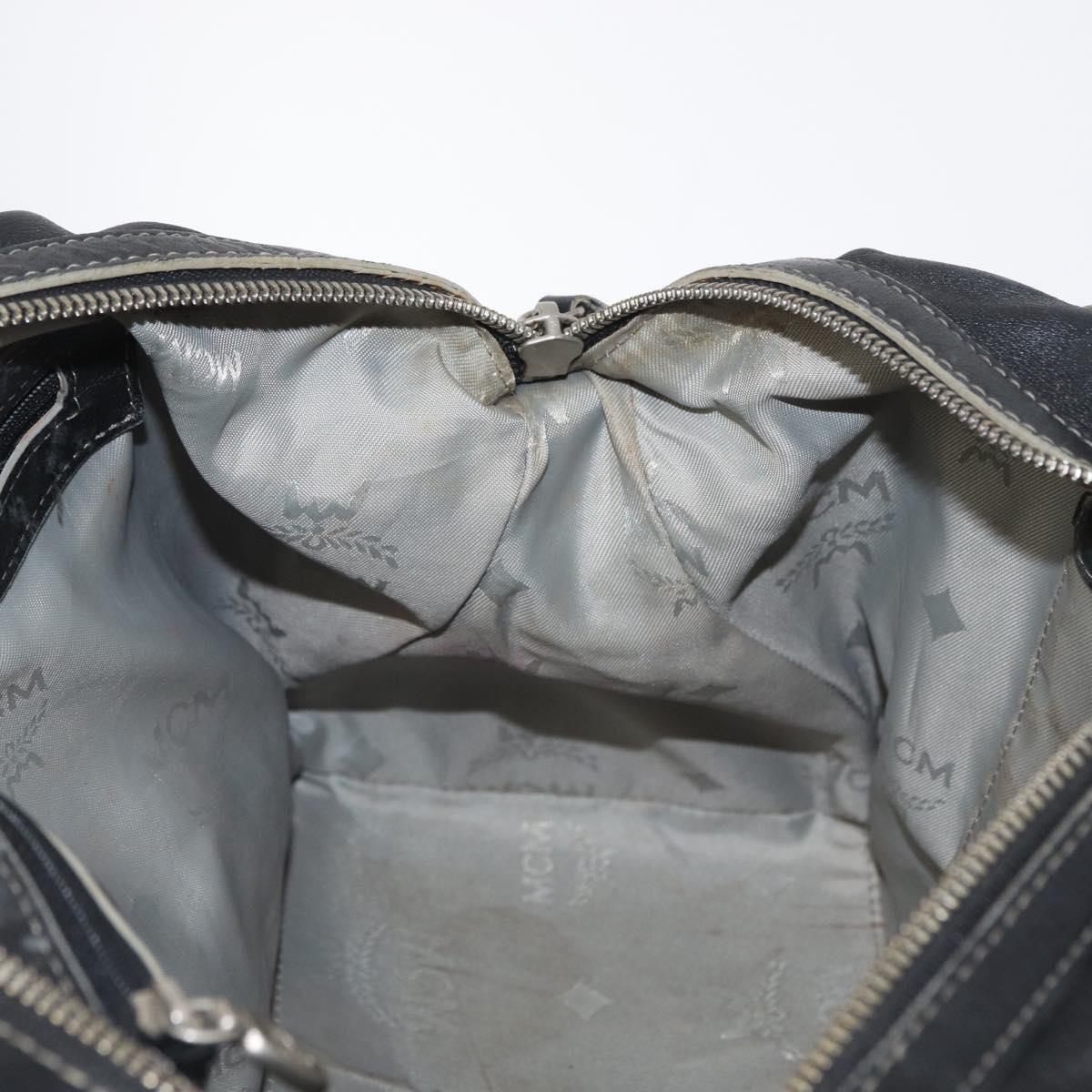MCM Hand Bag Leather Black Auth 168518