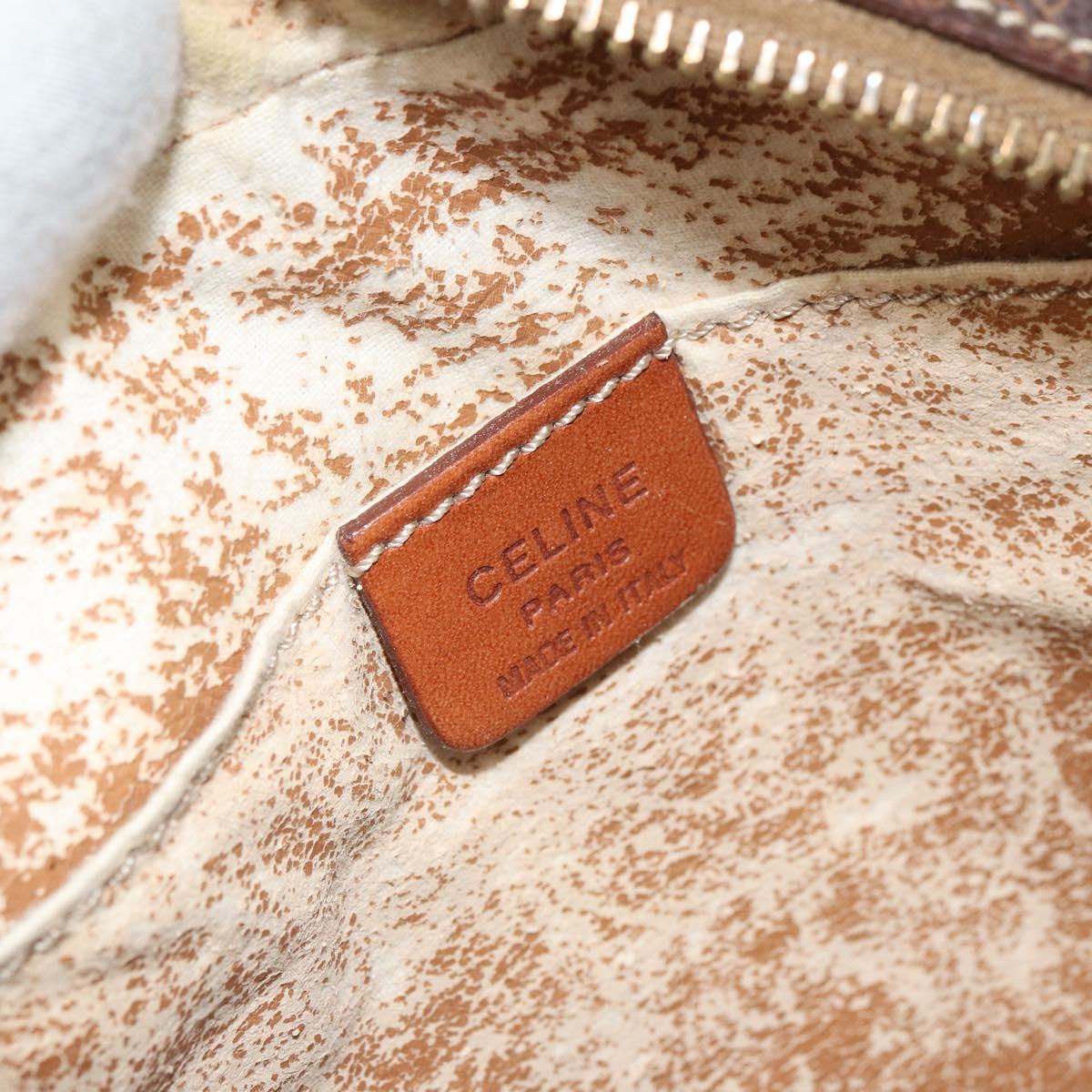 CELINE Macadam Canvas Shoulder Bag PVC Leather Brown Gold Auth 168524