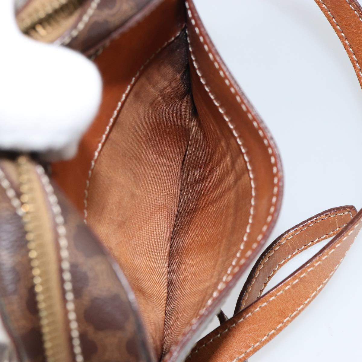 CELINE Macadam Canvas Shoulder Bag PVC Leather Brown Gold Auth 168524