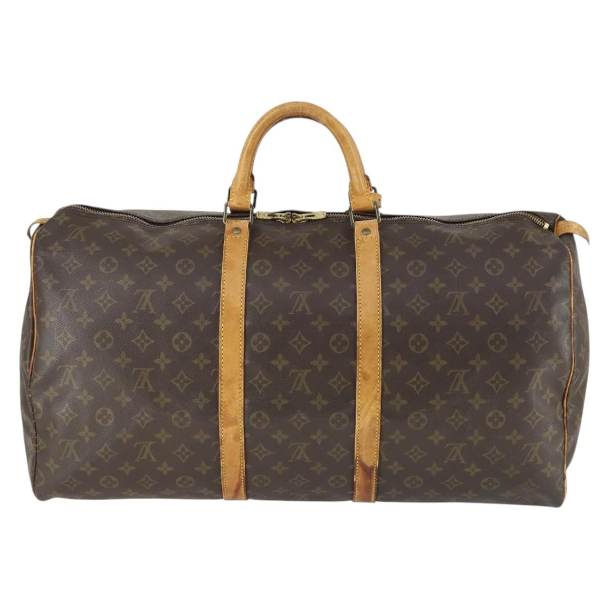 LOUIS VUITTON Monogram Keepall 55 Boston Bag M41424 LV Auth 168527