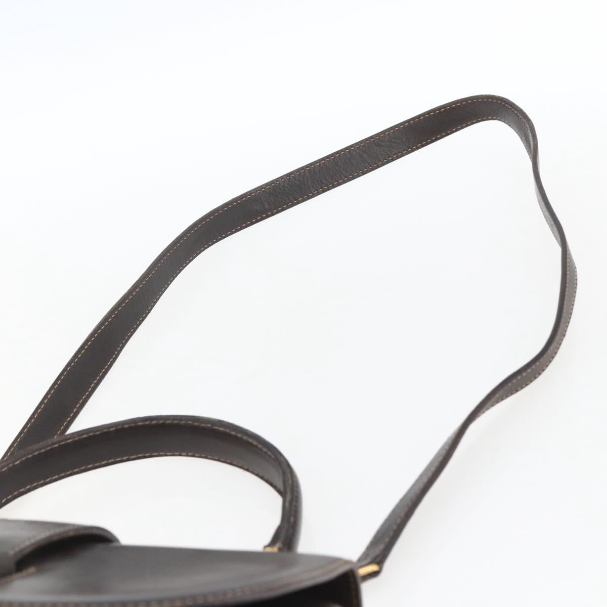 GUCCI Hand Bag Leather 2way Brown Gold Auth 168535