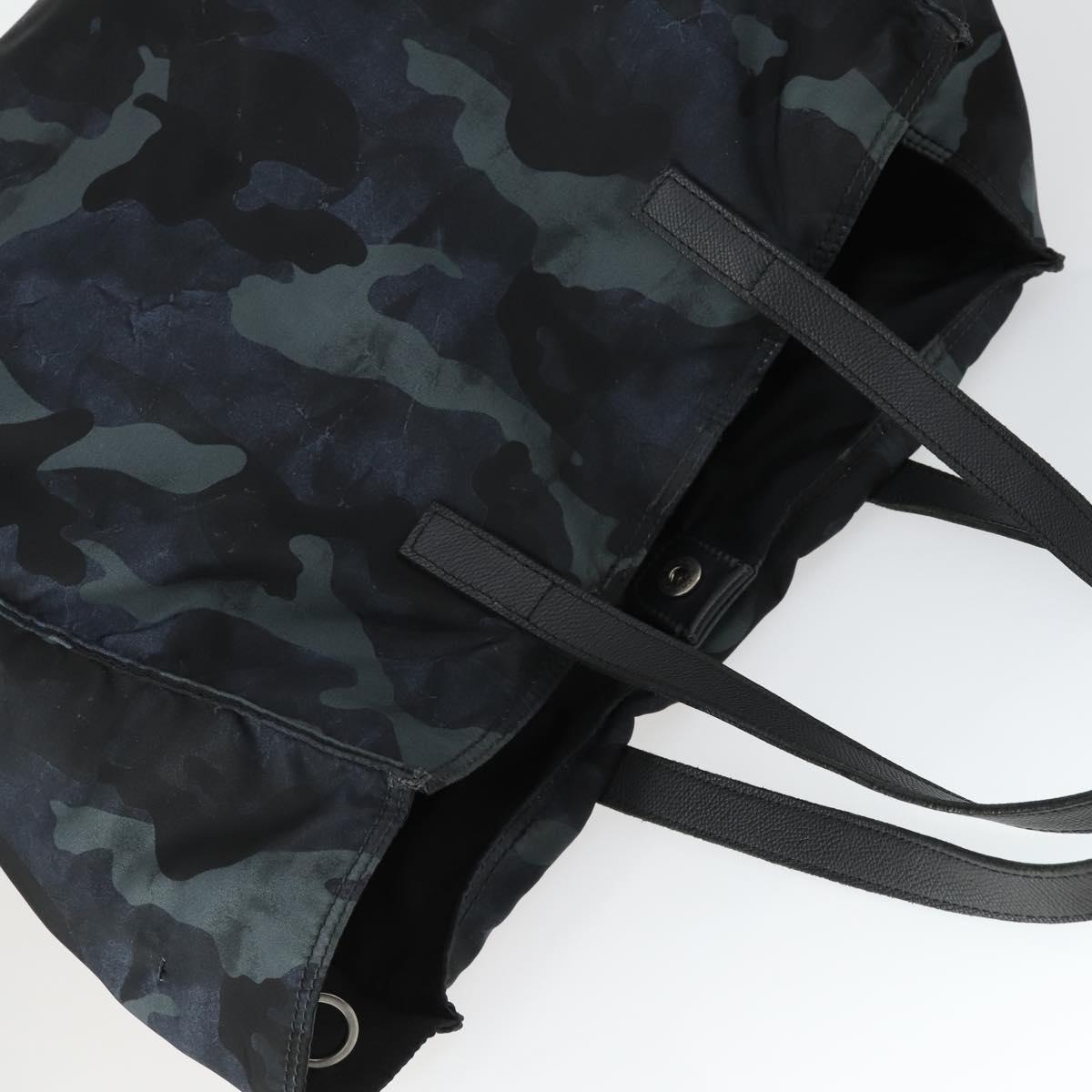 PRADA Camouflage Tote Bag Nylon Silver Auth 168538