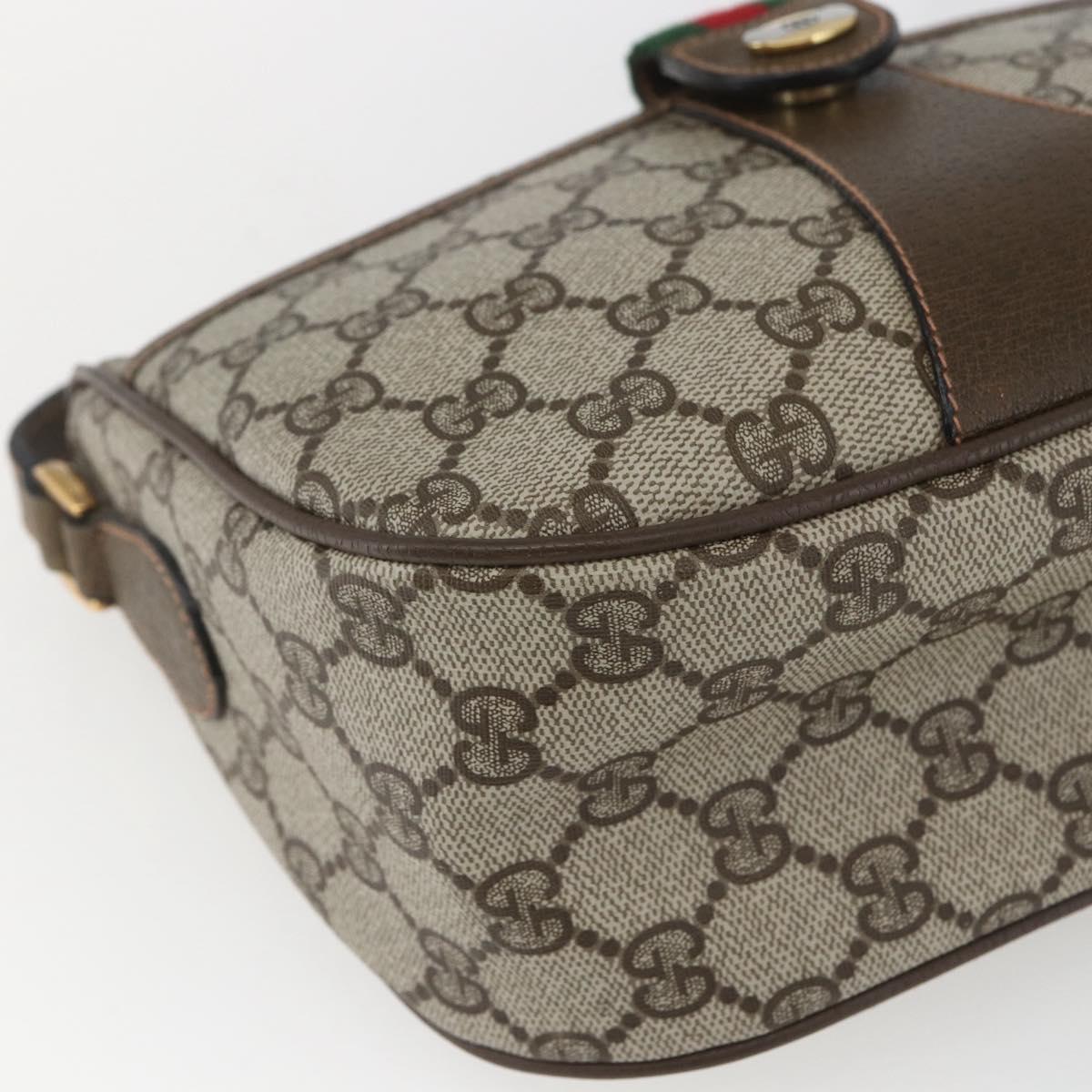 GUCCI GG Supreme Web Sherry Line Bag PVC Beige Gold 89 02 034 Auth 168543