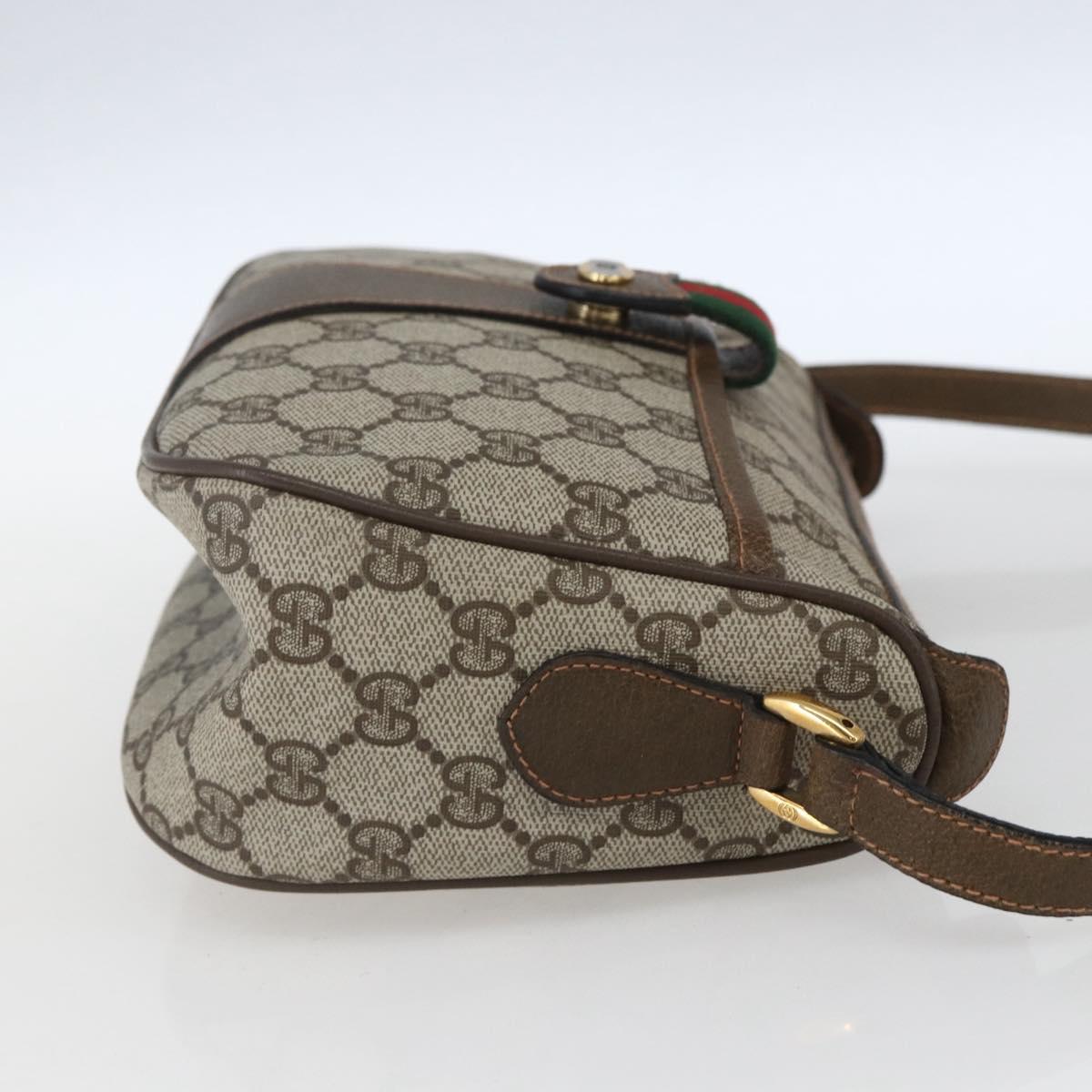 GUCCI GG Supreme Web Sherry Line Bag PVC Beige Gold 89 02 034 Auth 168543
